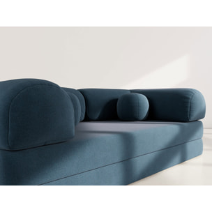 Nebula - Canapé 3 places convertible en velours texturé - Bleu