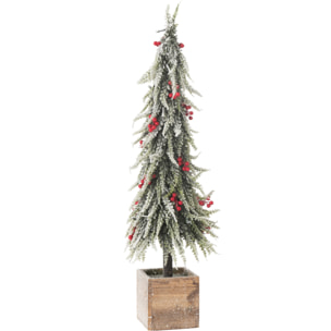 J-Line sapin De Noel - plastique - neige - vert/rouge - large - LED