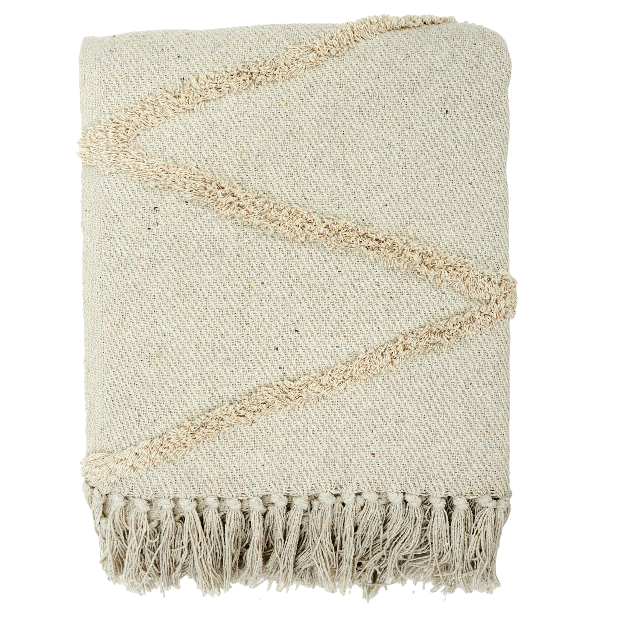 Plaid Ethnique Relief Losange Ecru 120x150cm