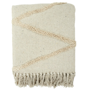 Plaid Ethnique Relief Losange Ecru 120x150cm