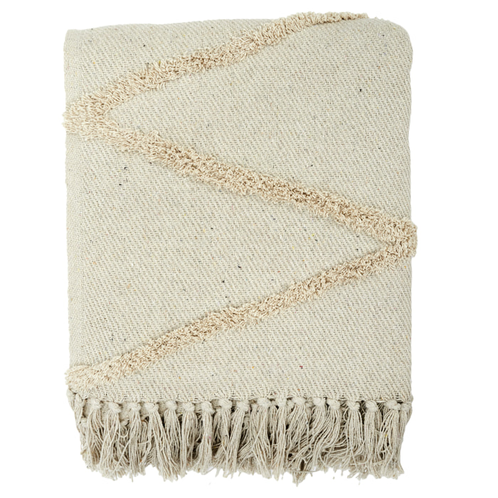 Plaid Ethnique Relief Losange Ecru 120x150cm