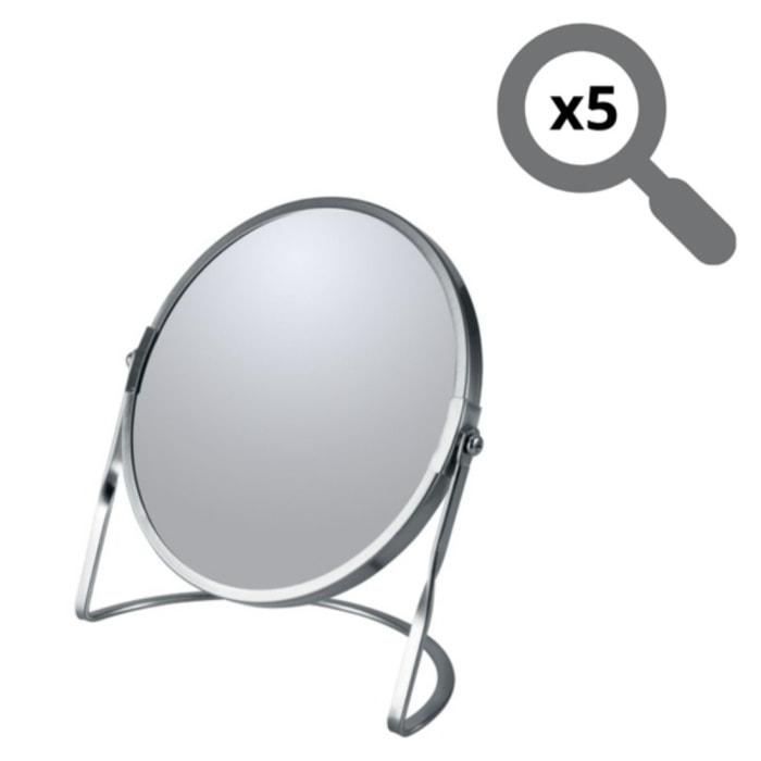 Miroir grossissant sur pied Acier AKIRA Brossé Spirella