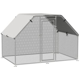 Gallinero de Metal Alambre Tela Oxford 2,8x1,9x1,95m Plata