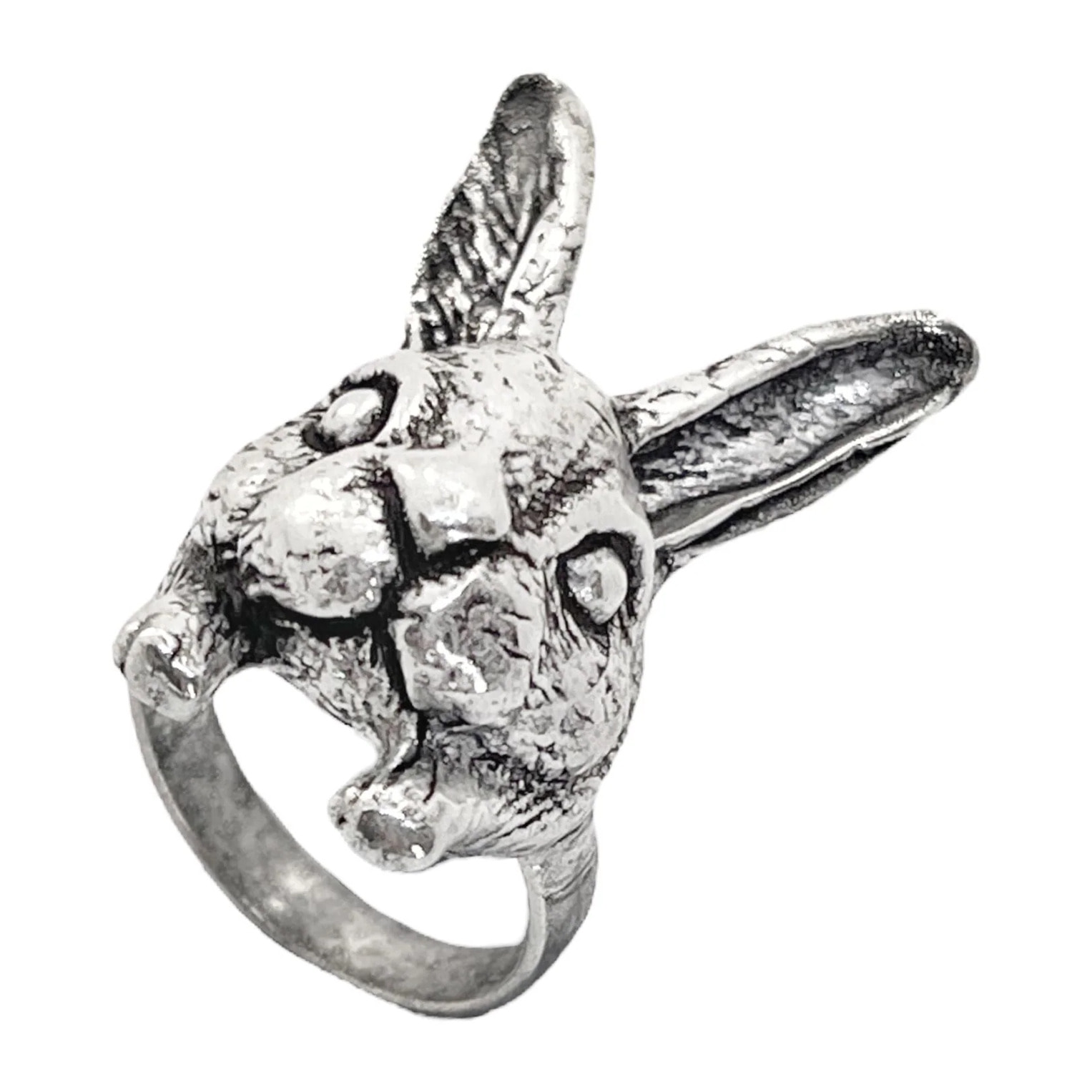 Anillo conejo en plata 7 micras envejecido. Talla 15