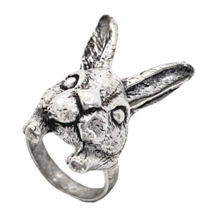 Anillo conejo en plata 7 micras envejecido. Talla 15