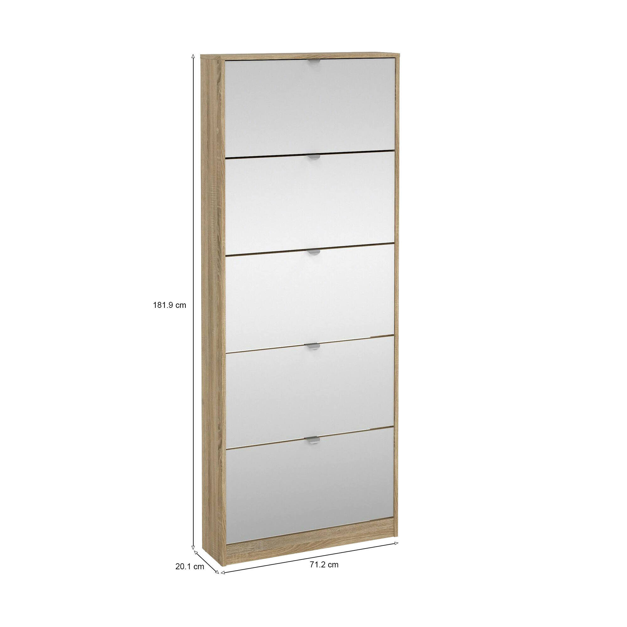 Scarpiera Angiolo, Mobile portascarpe, Armadio da ingresso multiuso, Mobiletto per calzature, 71x20 h182 cm, Quercia