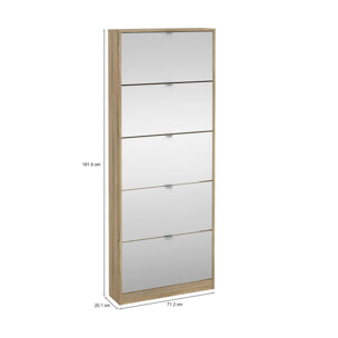 Scarpiera Angiolo, Mobile portascarpe, Armadio da ingresso multiuso, Mobiletto per calzature, 71x20 h182 cm, Quercia