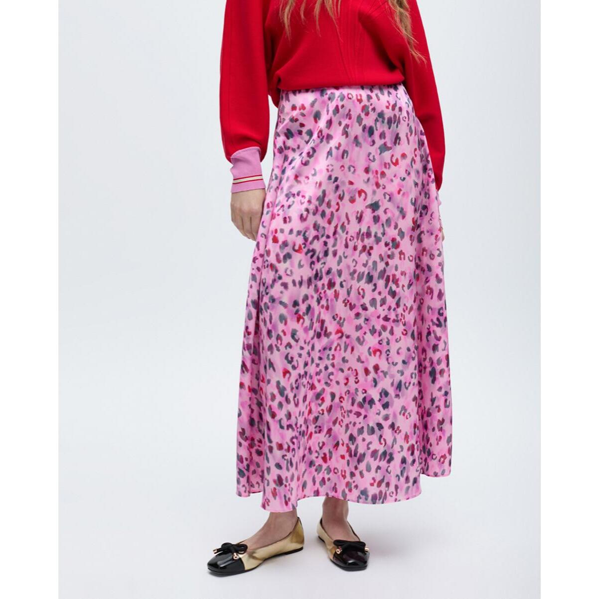 Gonna midi svasata stampa animale