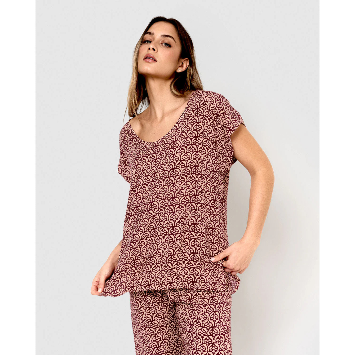 Blusa viscosa bosco buganvilla