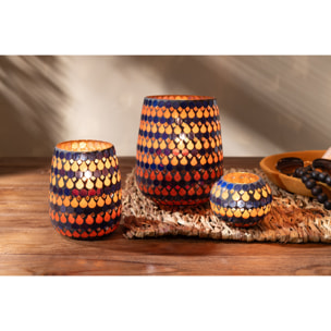 J-Line photophore Mosaic Goutte Verre Orange/Bleu - small