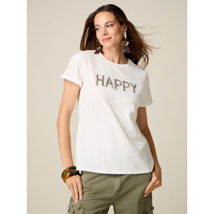 Oltre - T-shirt con applicazione lettering - Bianco