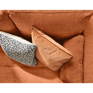 Anna - canapé droit 3 places convertible avec poche en velours texturé - Rouille