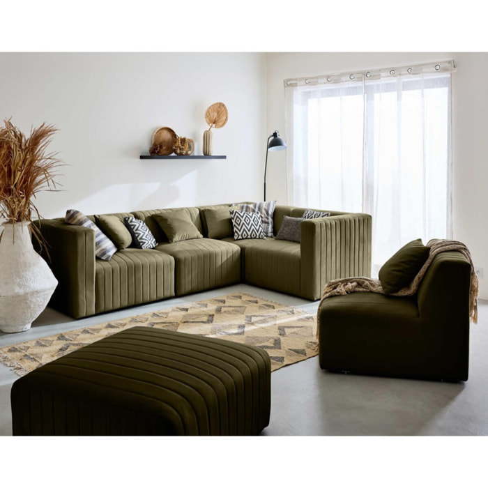 Nova - module d'assise gauche - en velours - Vert