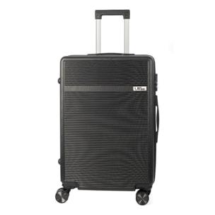 DAM Valigia trolley medio rigida ultraleggera, in ABS ad alta resistenza. Chiusura numerica e 4 ruote doppie rimovibili e girevoli a 360°. 42x25x65 cm. Colore: Nero