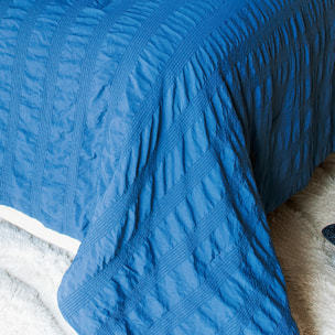 Jeté de lit  - Effet Seersucker - Bleu