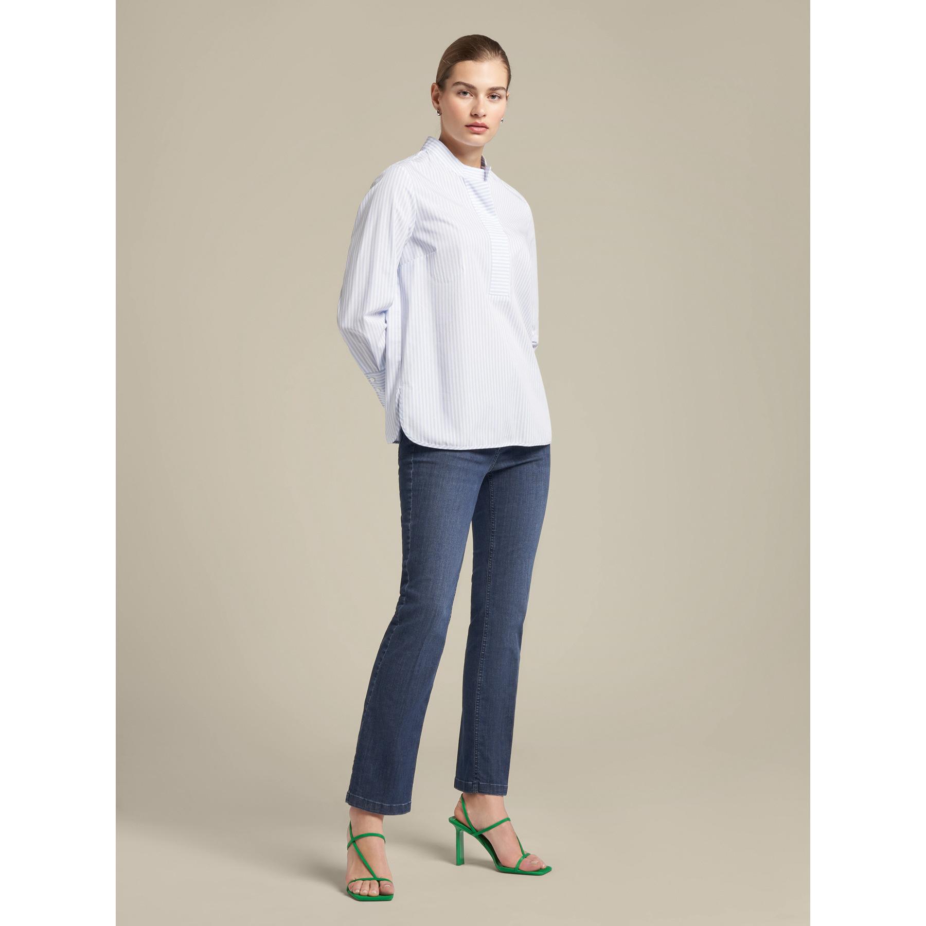 Elena Mirò - Blusa a righe con collo alto - Azzurro