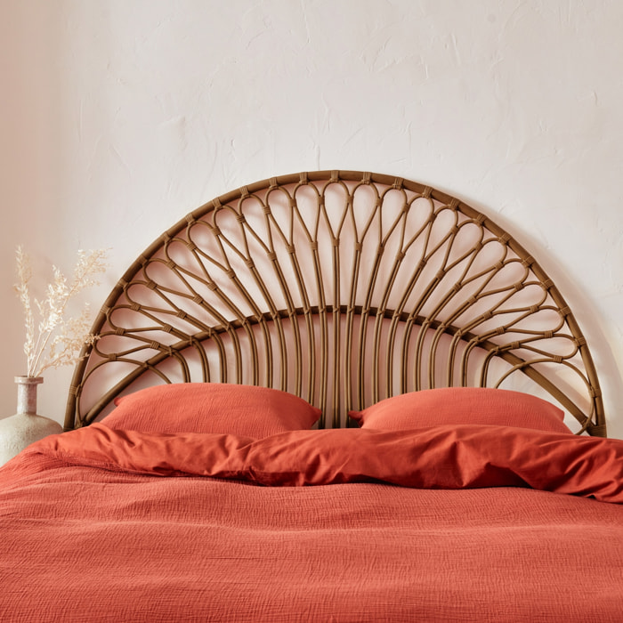 Tête de lit en rotin foncé. L 160 x P3 x H130cm
