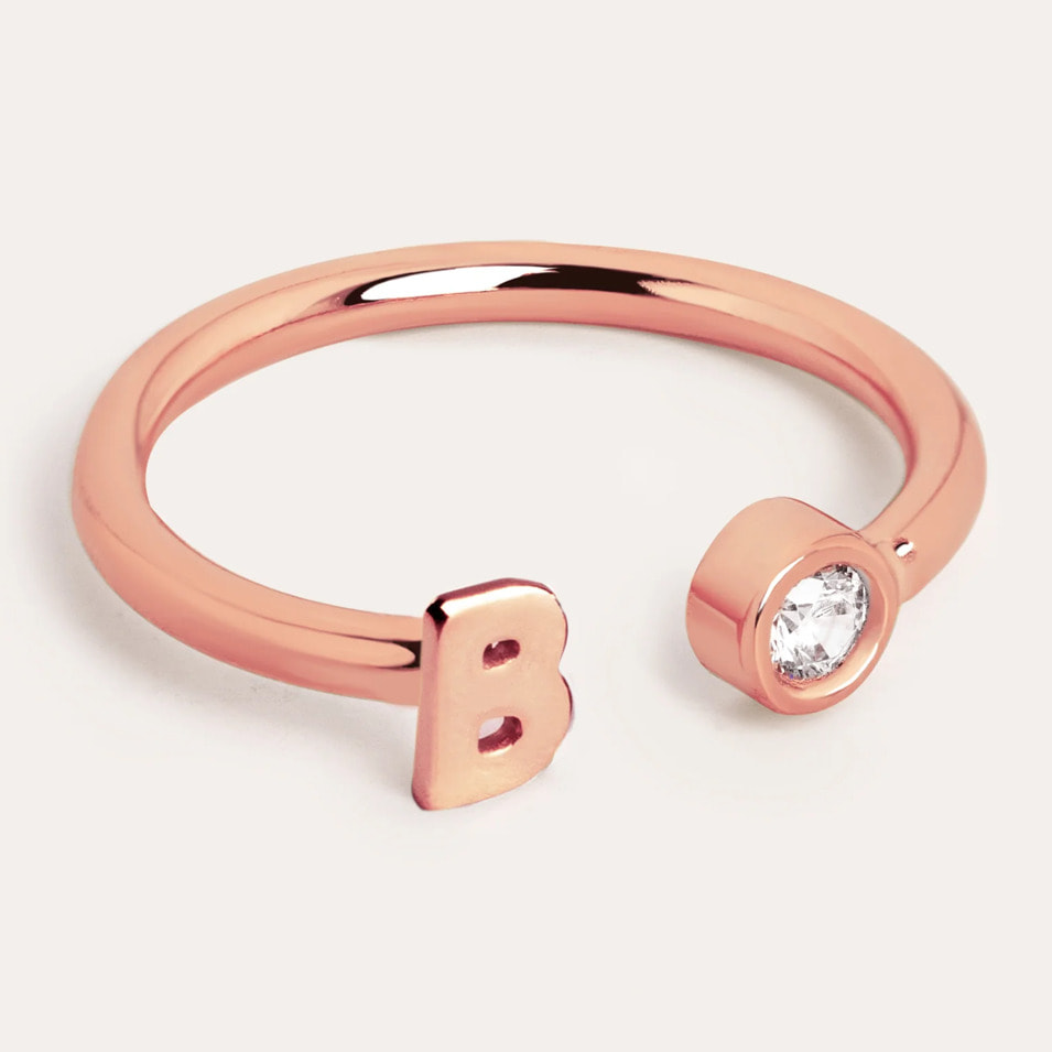 Anello Personalizzato Lettera Spark Argento Placcato Oro Rosa