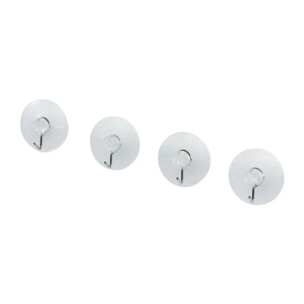 Lot de 4 crochets muraux à ventouse transparents Fackelmann Tecno