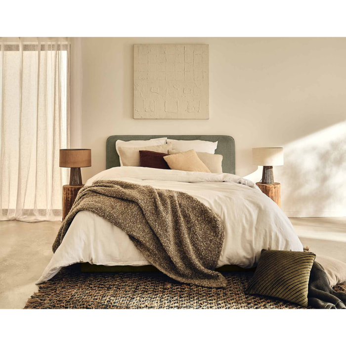 Goyave - lit coffre - 140x190 - en tissu - sommier inclus - Vert