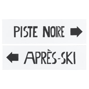 J-Line Pancarte Direction Piste Noire/Apres-Ski Bois Noir/Blanc Assortiment De 2