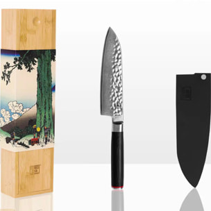 Coltello "Santoku" martellato | acciaio damasco | L: 18 cm