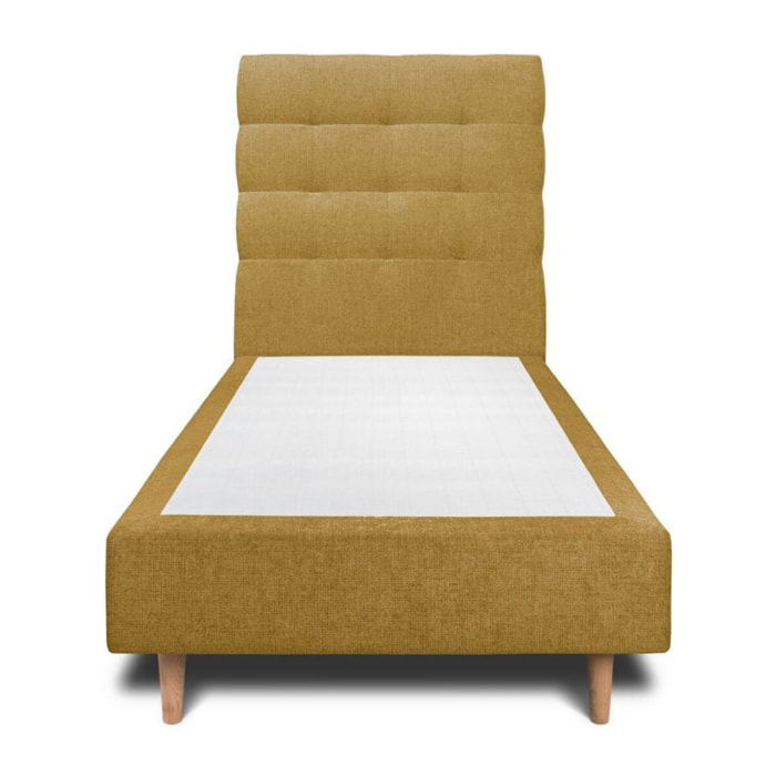 Lit avec tête de lit capitonnée tissu et sommier tapissier Ep20