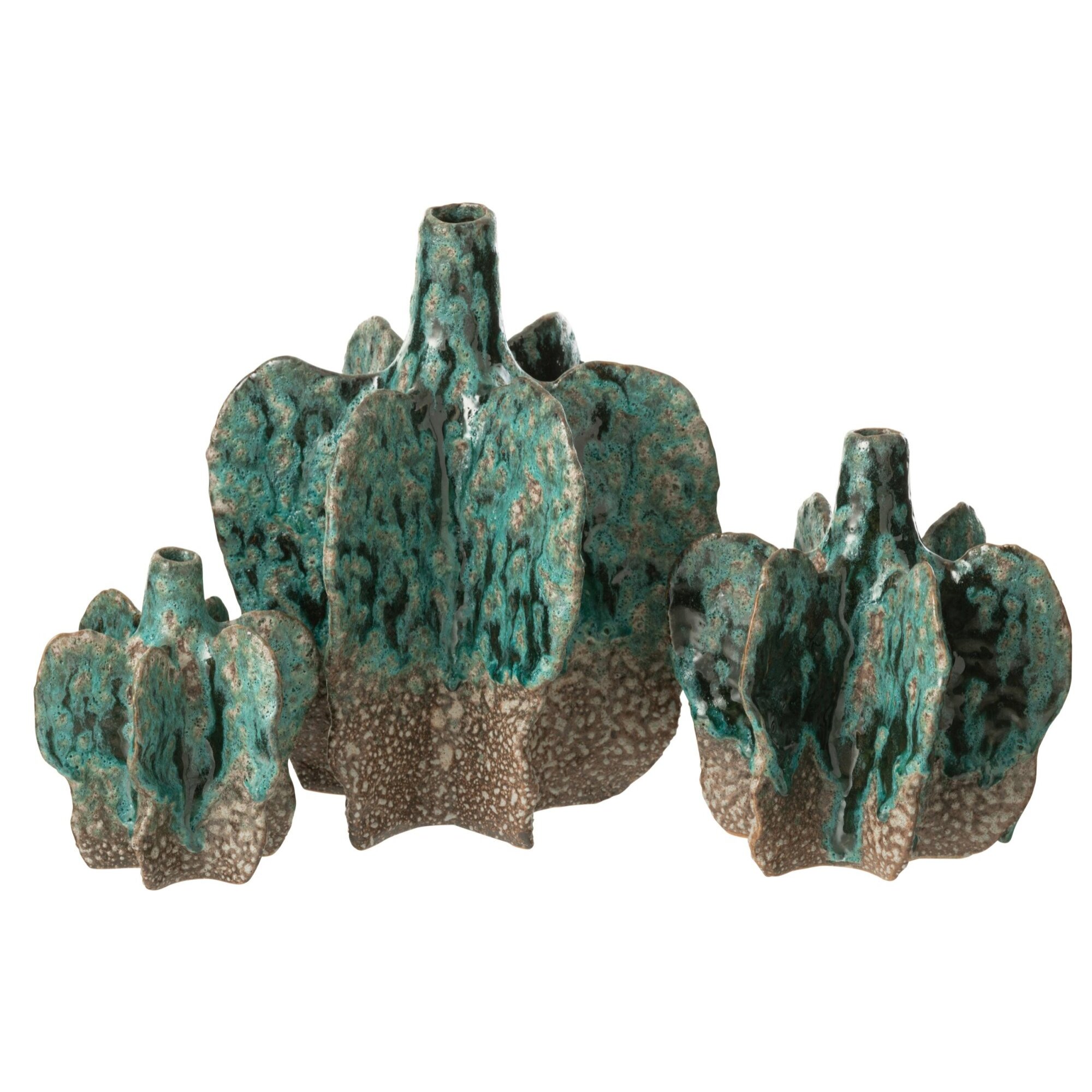 J-Line vase Naga - céramique - bleu/brun - large - Ø 22.5 cm