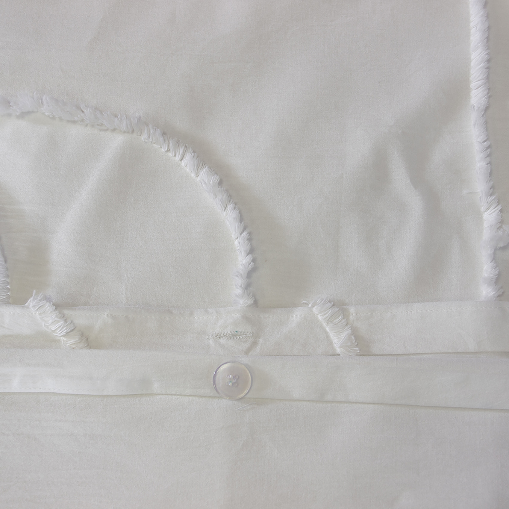 Parure de lit coton lavé tuftée géométrique abstrait - Blanc