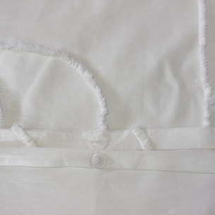 Parure de lit coton lavé tuftée géométrique abstrait - Blanc