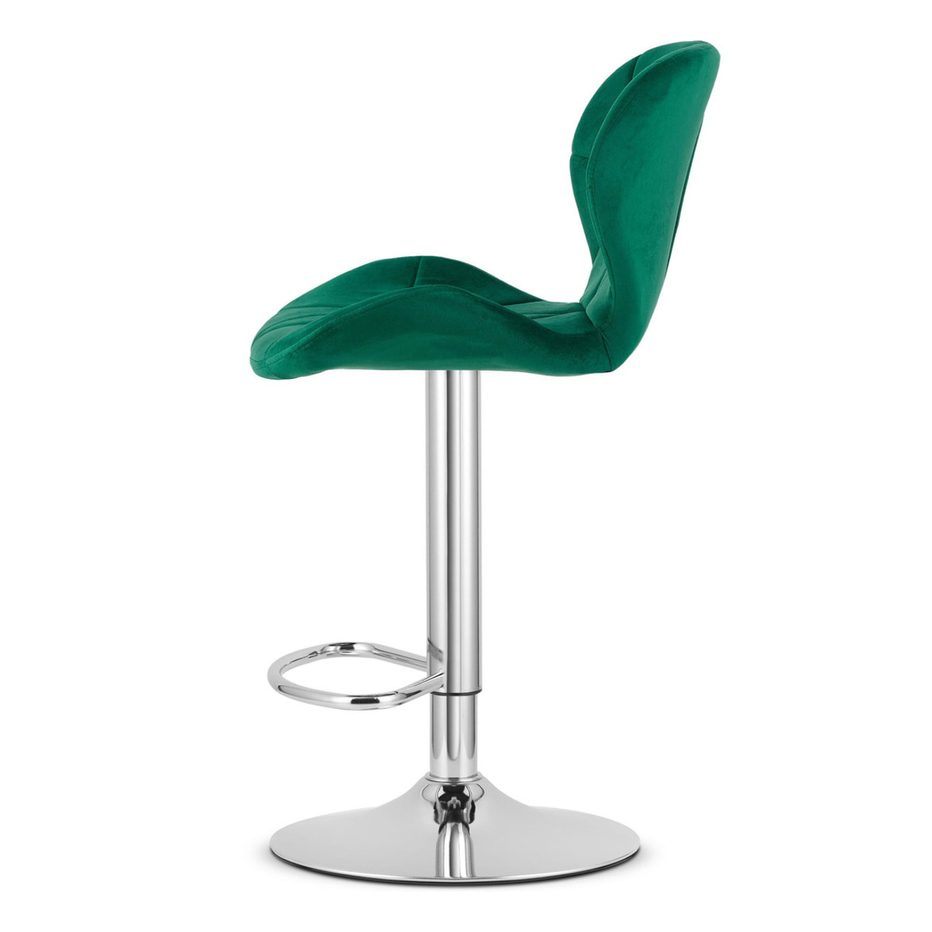 Sgabello da bar West in velluto verde e base cromata