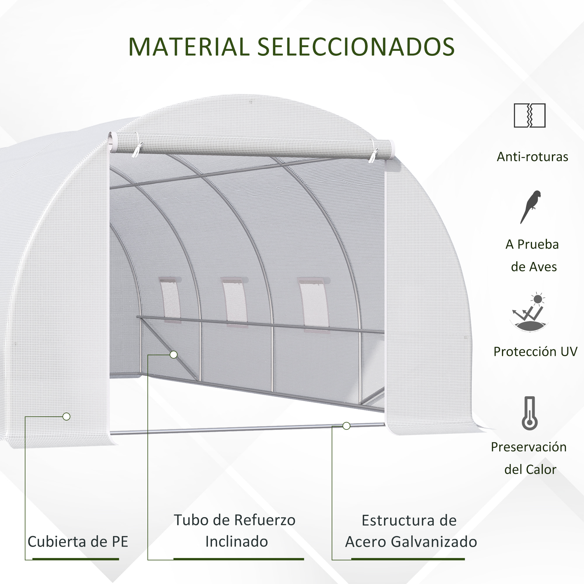 Invernadero 6x3x2 m Caseta para Jardín Terraza Cultivo Plantas Flores y Semillas