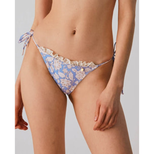 Braga de bikini semibrasileña con lazos y volante