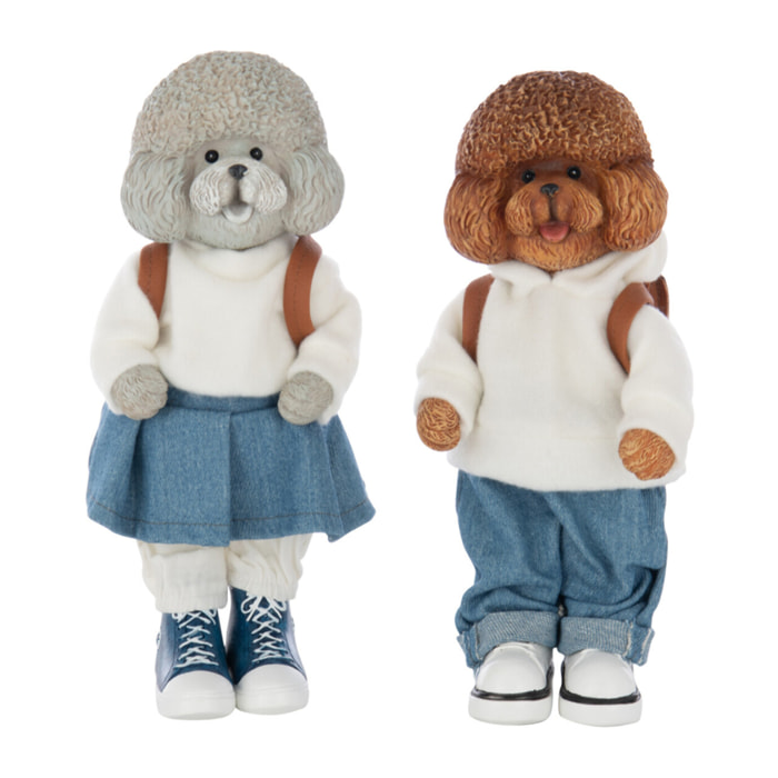 J-Line figurine Caniche Manteau + Sac - polyrésine - mix - small - 2 pièces