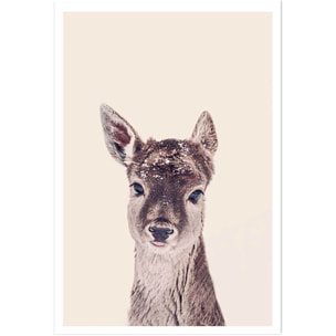 Affiche enfant biche enneigée  Affiche seule