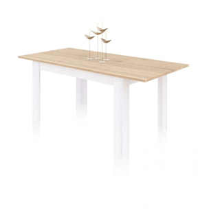 Mesa de comedor extensible blanco mate y roble canadian 140-190x90 cm Danna Blanco Artik (Blanco Mate) - Roble Canadian