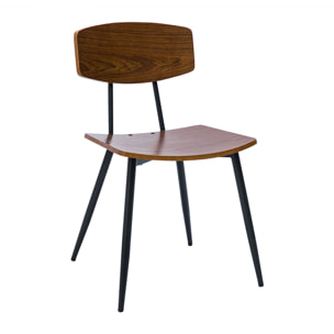 Chaises vintage en bois foncé noyer et métal noir (lot de 2) JOLINE