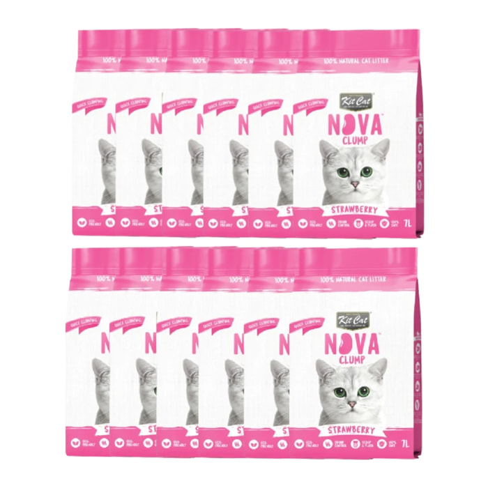 Kit Cat Nova Pack Ahorro 12 - Strawberry 7 L Arena Vegetal para gatos