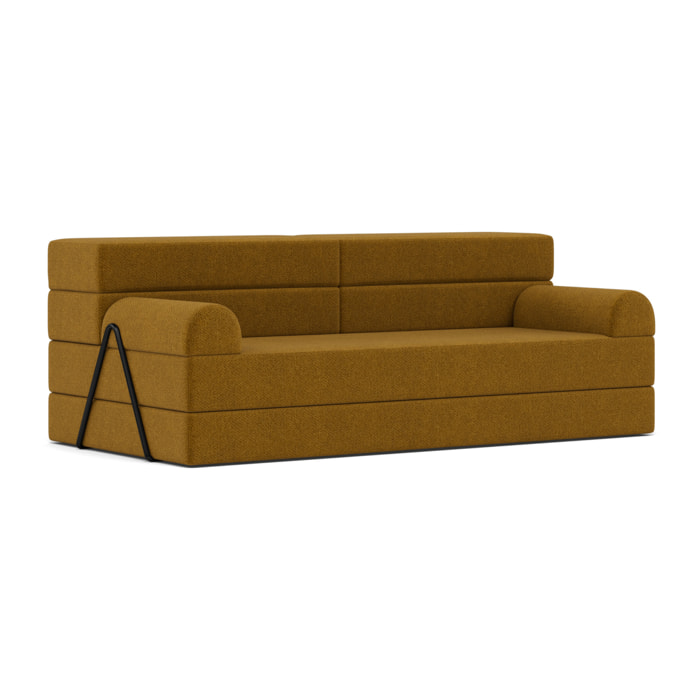 Astral - Canapé 3 places convertible en velours texturé - Marron