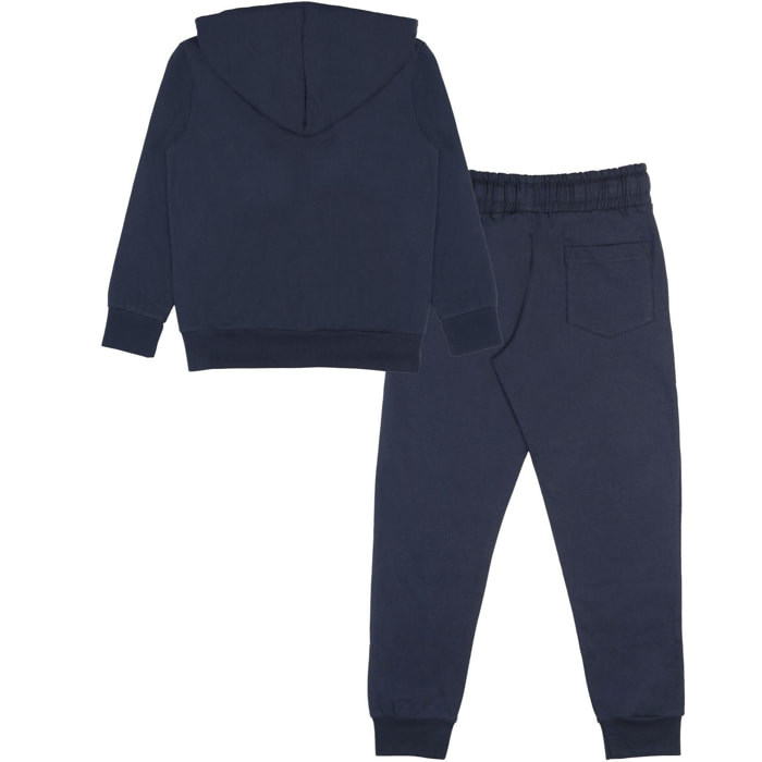 Tuta da bambino in cotone non garzato con cappuccio e zip Leone New Basic