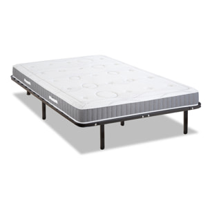 Ensemble Matelas Intuition & Sommier Somkit, 15 cm, Mémoire de Forme, Cadre à Lattes, Métal Robuste, Soutien Ferme