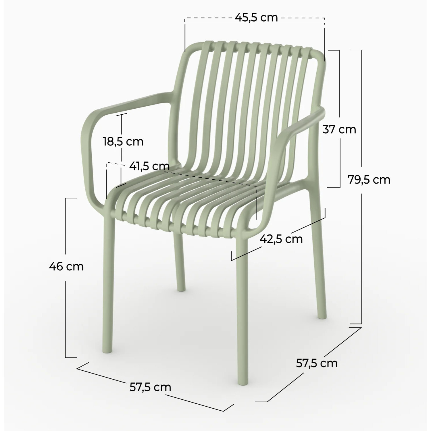 Lot de 2 chaises de jardin empilables en plastique vert pastel - Ivy
