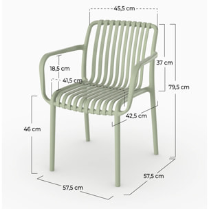 Lot de 2 chaises de jardin empilables en plastique vert pastel - Ivy