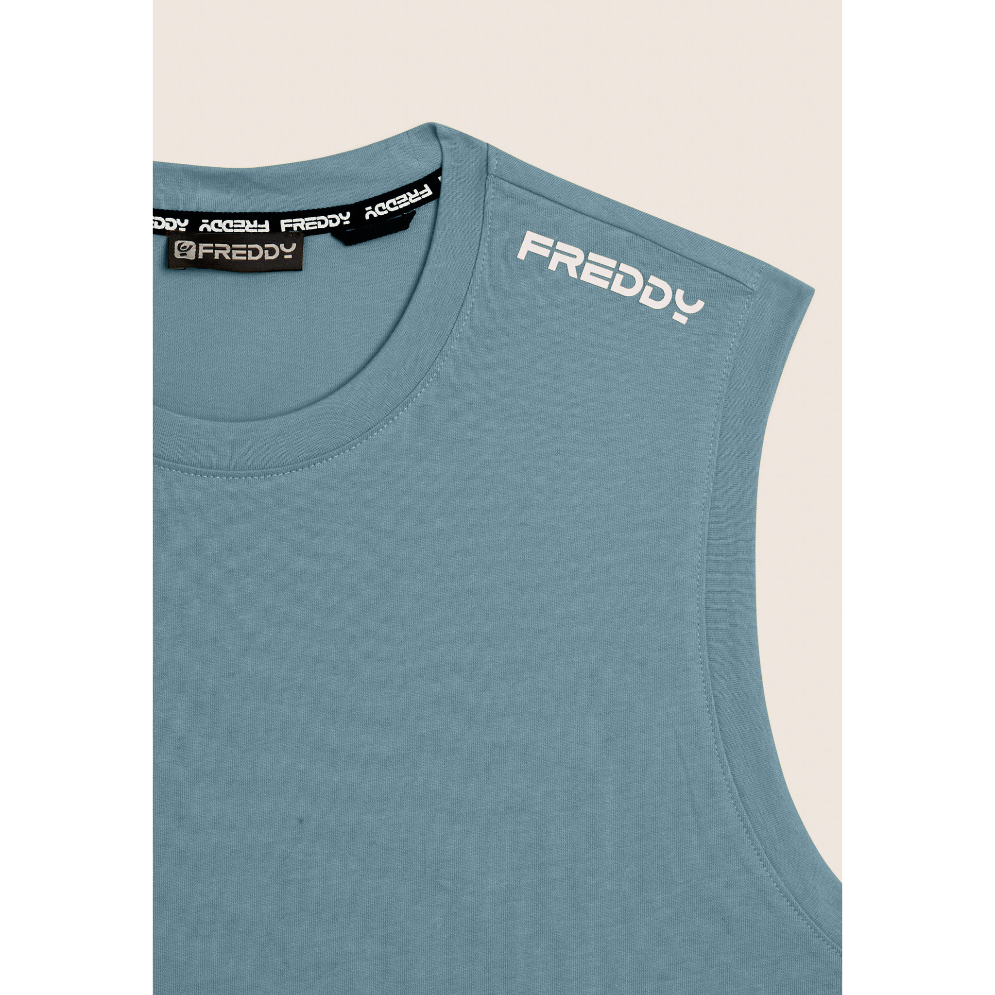 T-shirt senza maniche in jersey di cotone