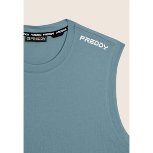 T-shirt senza maniche in jersey di cotone