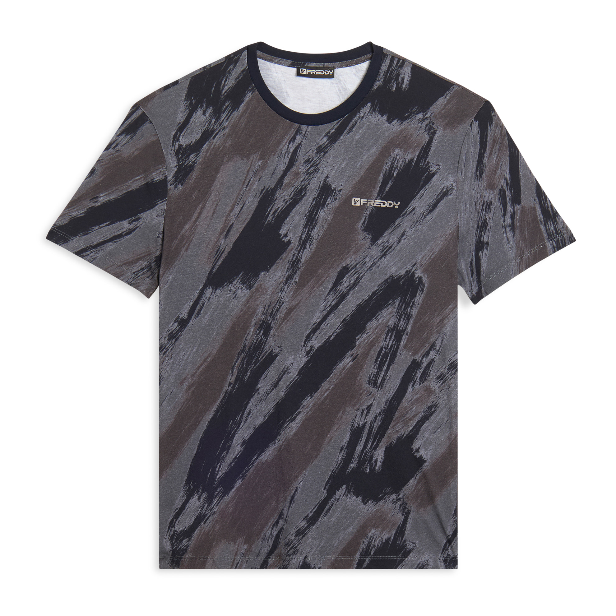 T-shirt stampata effetto pennellata in cotone