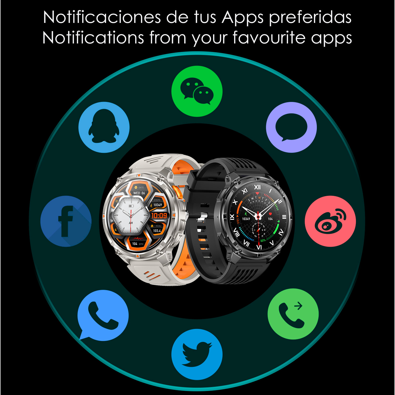 Smartwatch QS35 con IA, más de 100 modos deportivos. Batería larga duración con 1100mAh y linterna.