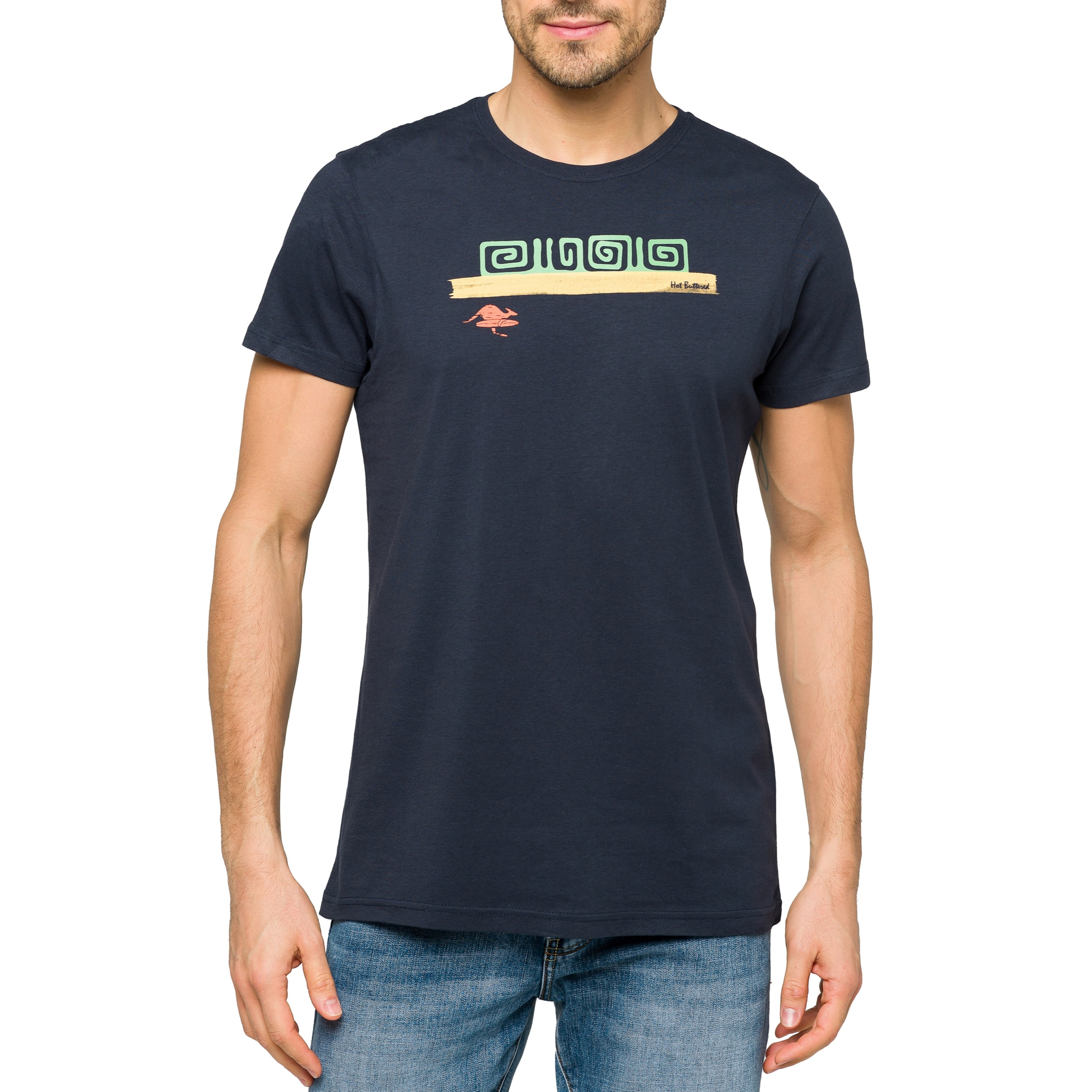 T-shirt in cotone 150 gr Hot Buttered Tikisurf Blu Navy.