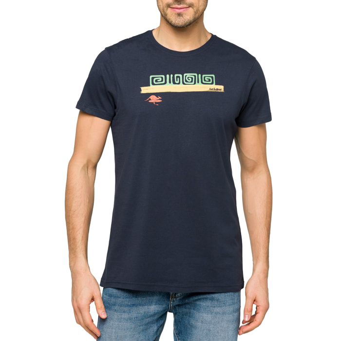 T-shirt in cotone 150 gr Hot Buttered Tikisurf Blu Navy.