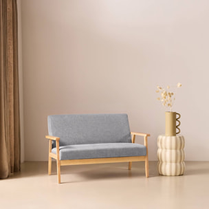 Canapé banquette 2 places bois d'hévéa tissu ISAK